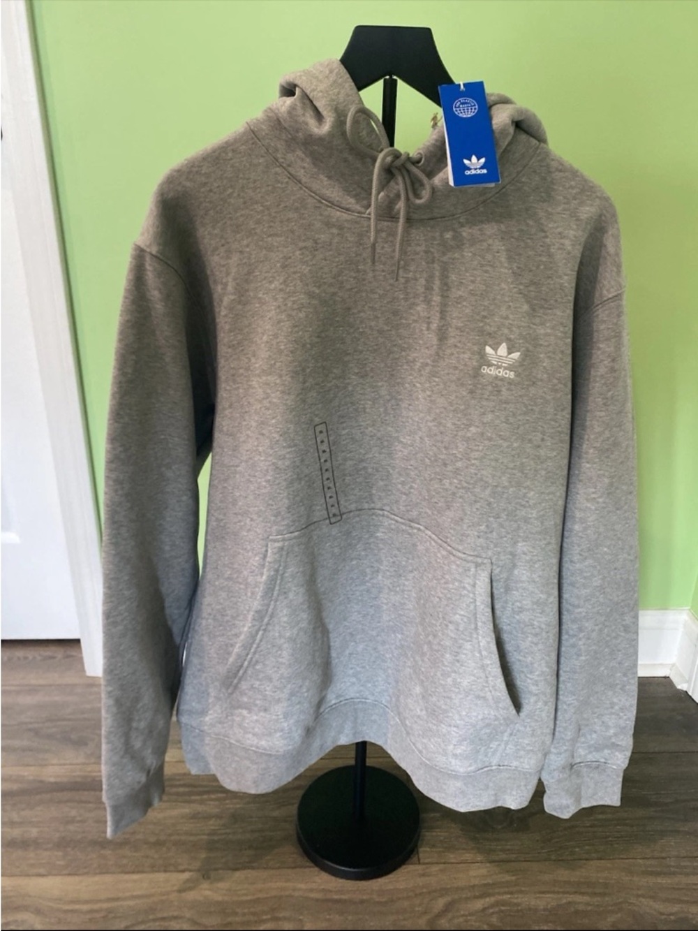 Adidas Essentials Men's Gray Trefoil Hoodie